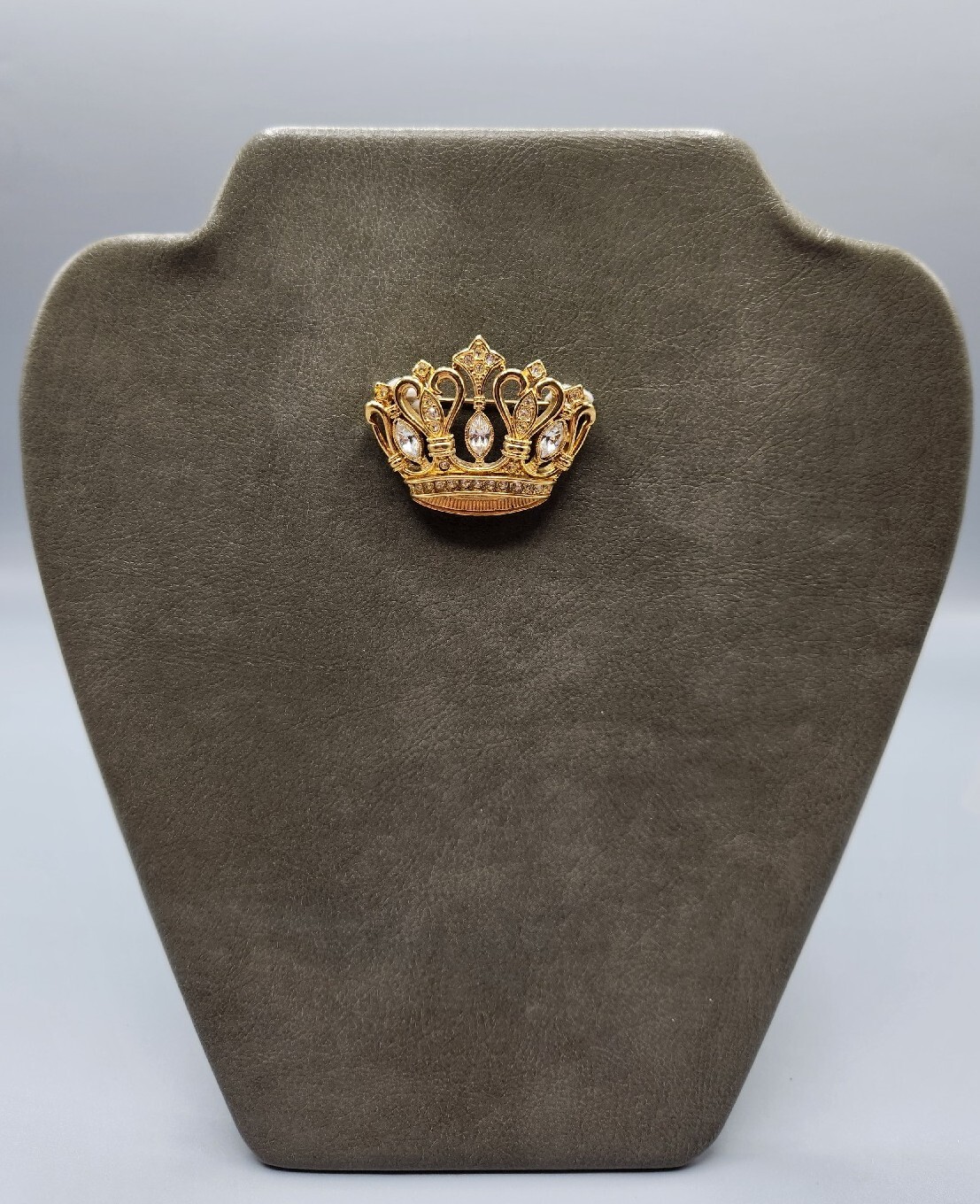 Vintage Signed KJL For Avon Crown With Rhinestone Brooch