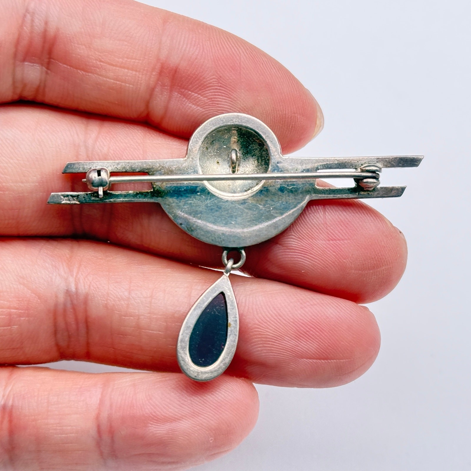 Vintage Modernist Art Deco Sterling Silver Pin Brooch