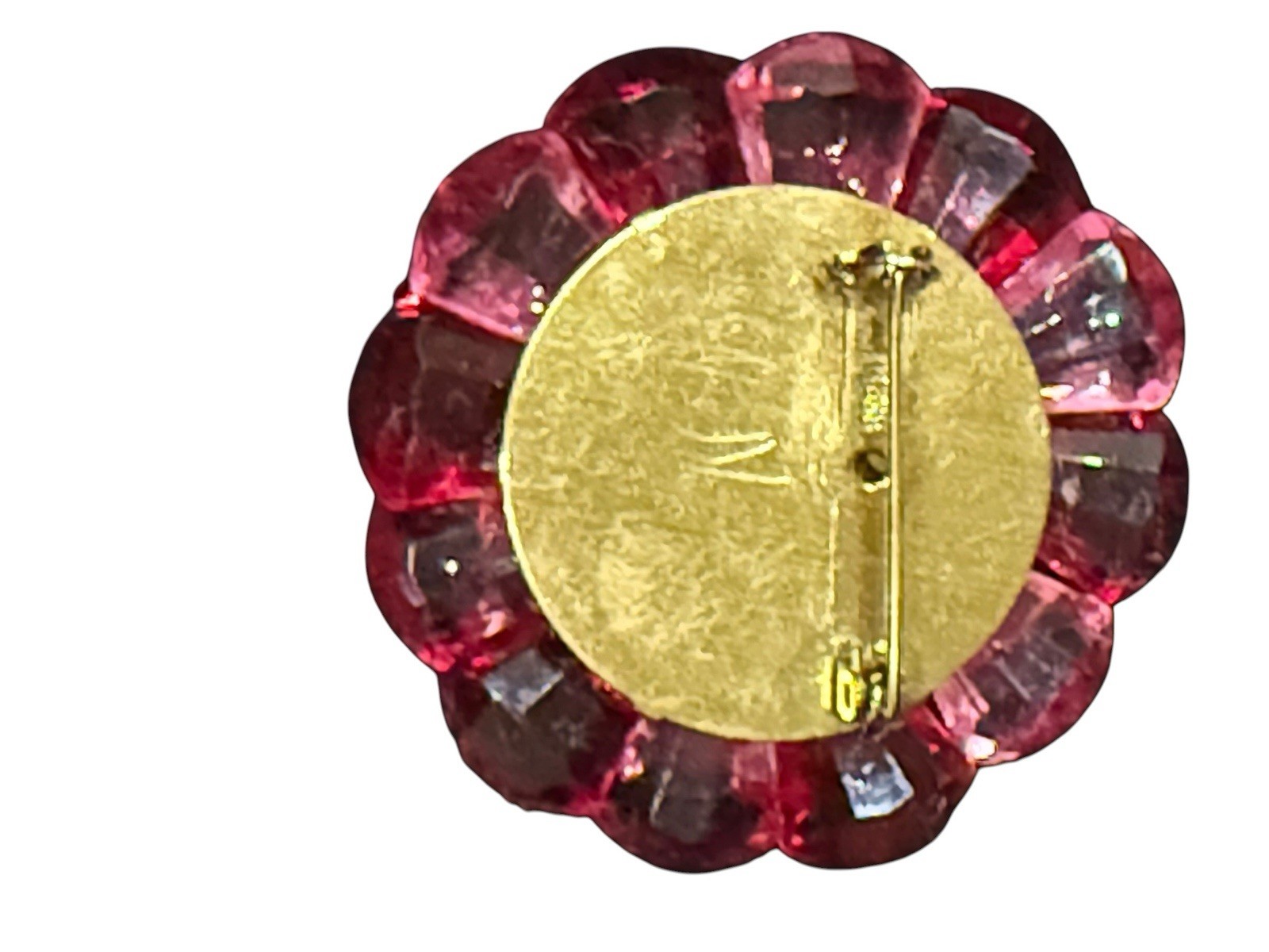 Signed Germany Pink, Red, Fuchsia Mid Century Vintage Lucite Flower Brooch