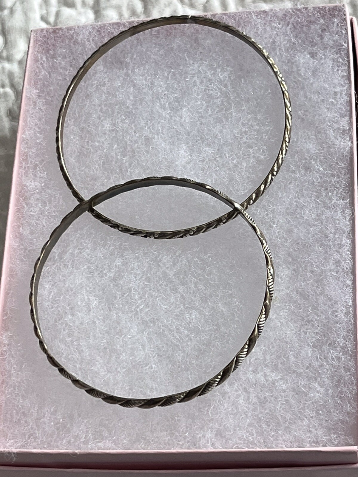 Lot 2 Vintage Marked “Beau Sterling” Bangle Bracelets Approximately 2.5”Diameter