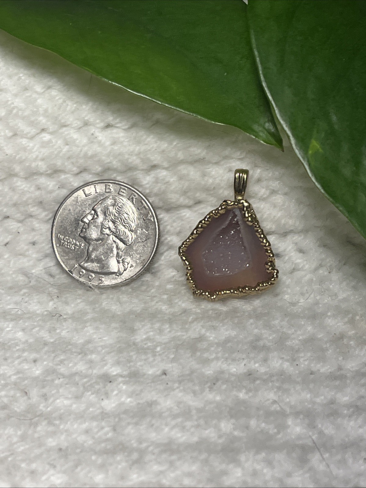 Vintage Gold Toned & Quartz Geode Pendant