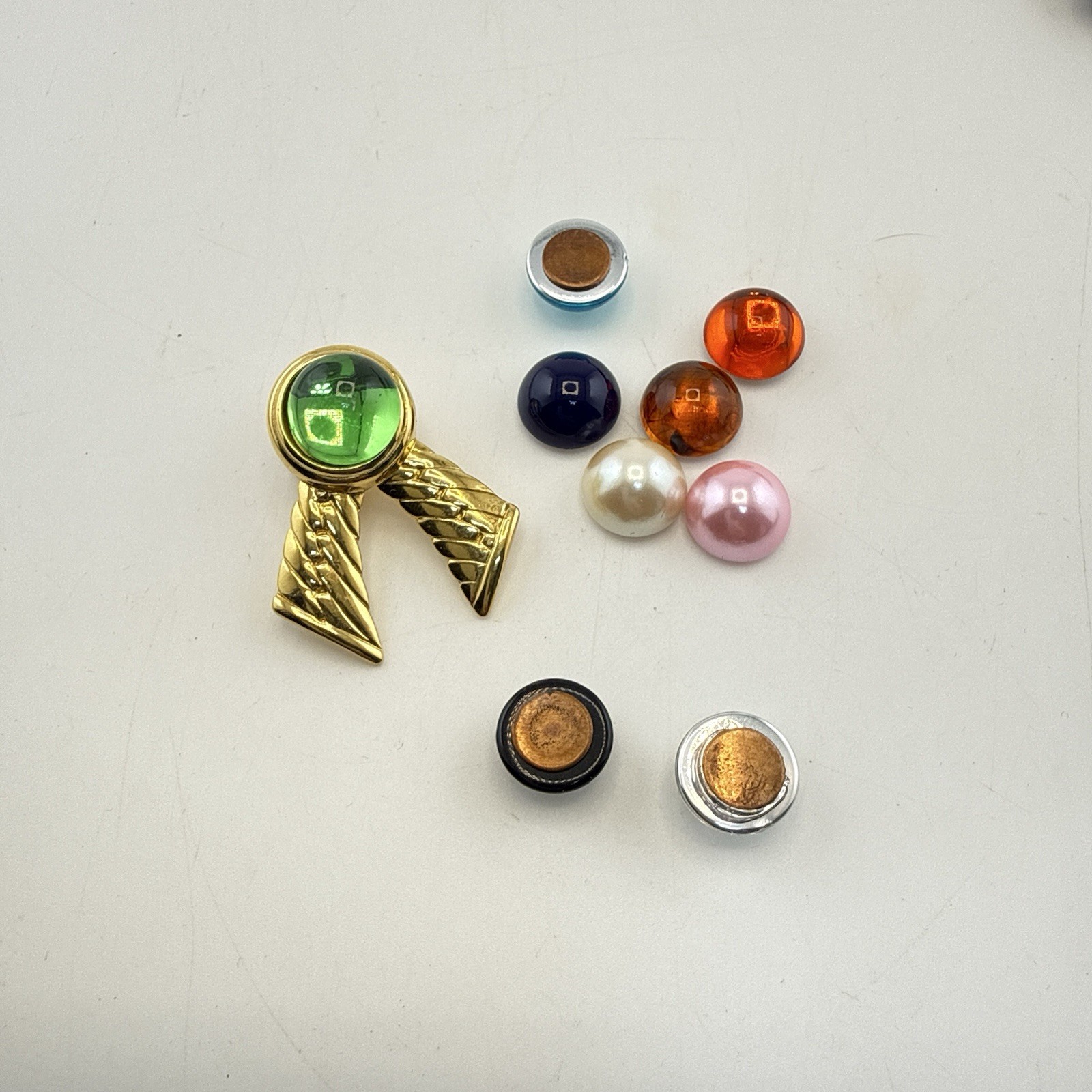 Joan Rivers Necklace Omega Interchangeable Set 9 Colors Gold Tone Cabochon Box