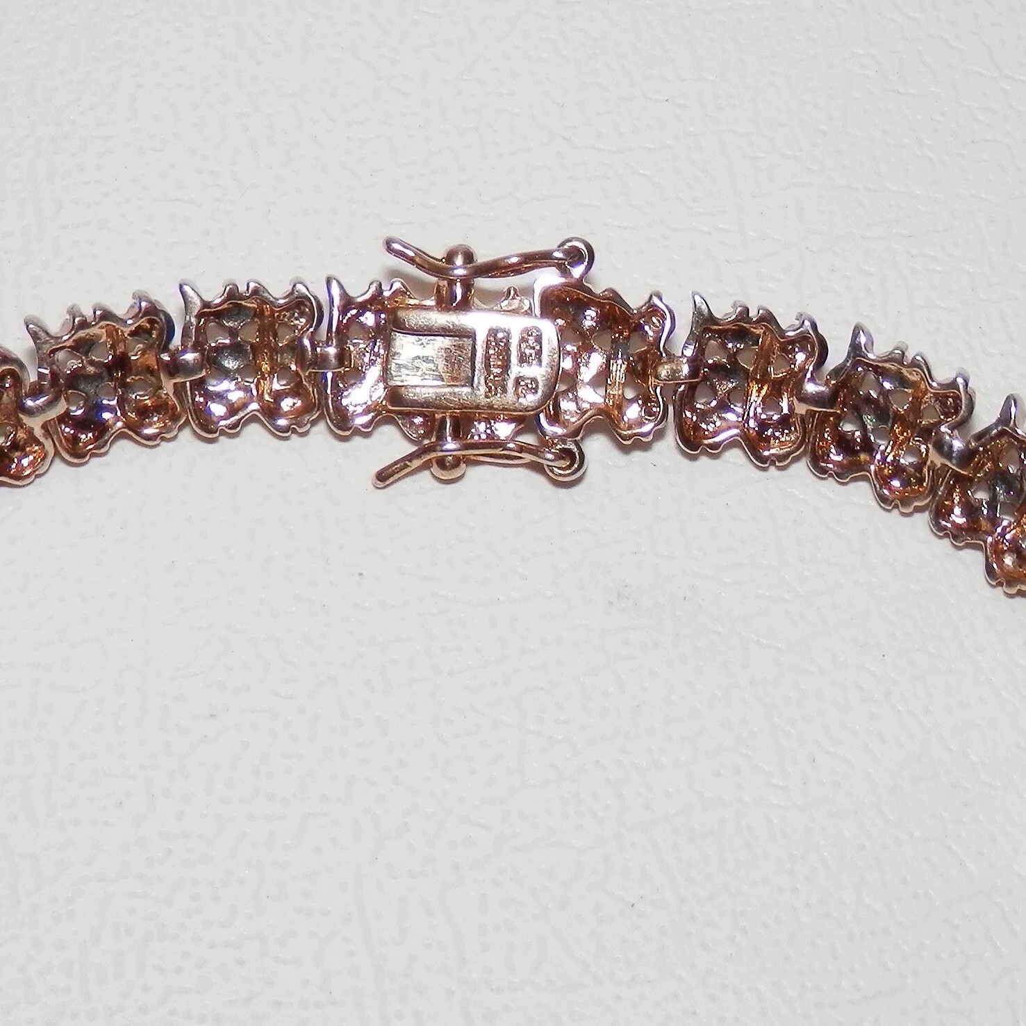 Vintage 925 Sterling Silver Gold Vermeil Imitation Stones Tennis Bracelet 7.25in