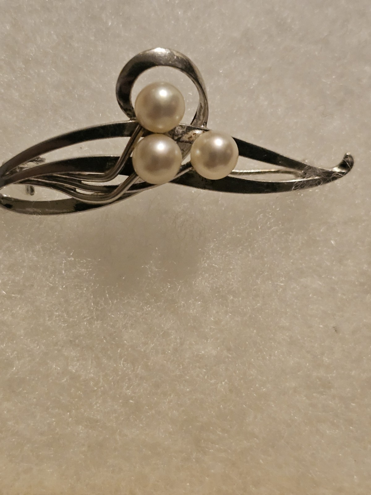 Mikimoto Sea Pearl Akoya sterling silver Brooch Japan,1980s, 3.9 g. Vintage.