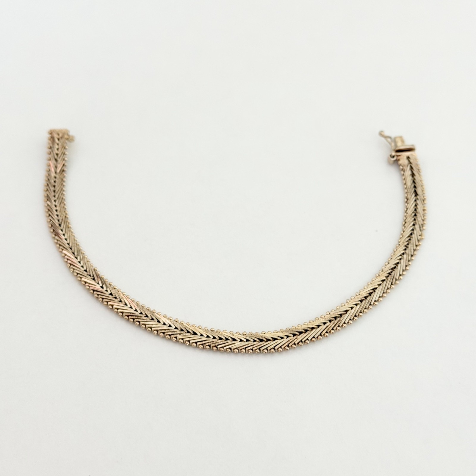 925 Italy Sterling Silver Gold Vermeil Vintage Chevron Mesh Chain Link Bracelet