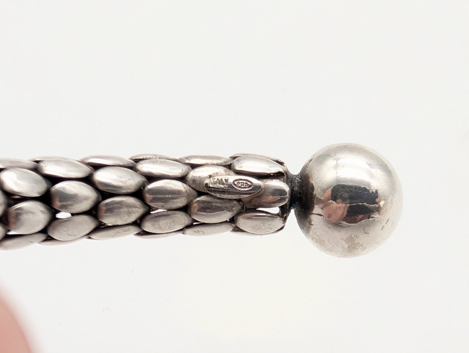 Large Vintage Italian Sterling Silver Popcorn Bangle Bracelet Flexible Sz 7⅞