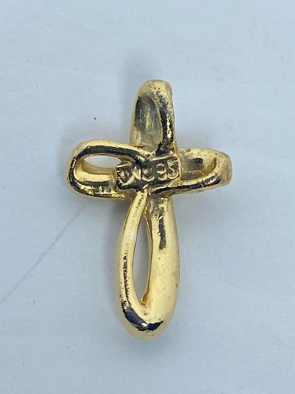 Vintage Cross Pendant May Emerald Layered 18kt Layered Gold Austrian Crystal