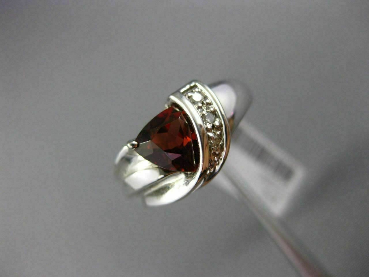ESTATE 1.53CT DIAMOND & AAA TRILLION CUT GARNET 14KT WHITE GOLD 3D LOVE FUN RING