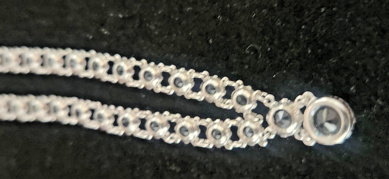 Antique Art Deco Silver Riviera Faceted Crystal Open Back Prong Set Necklace