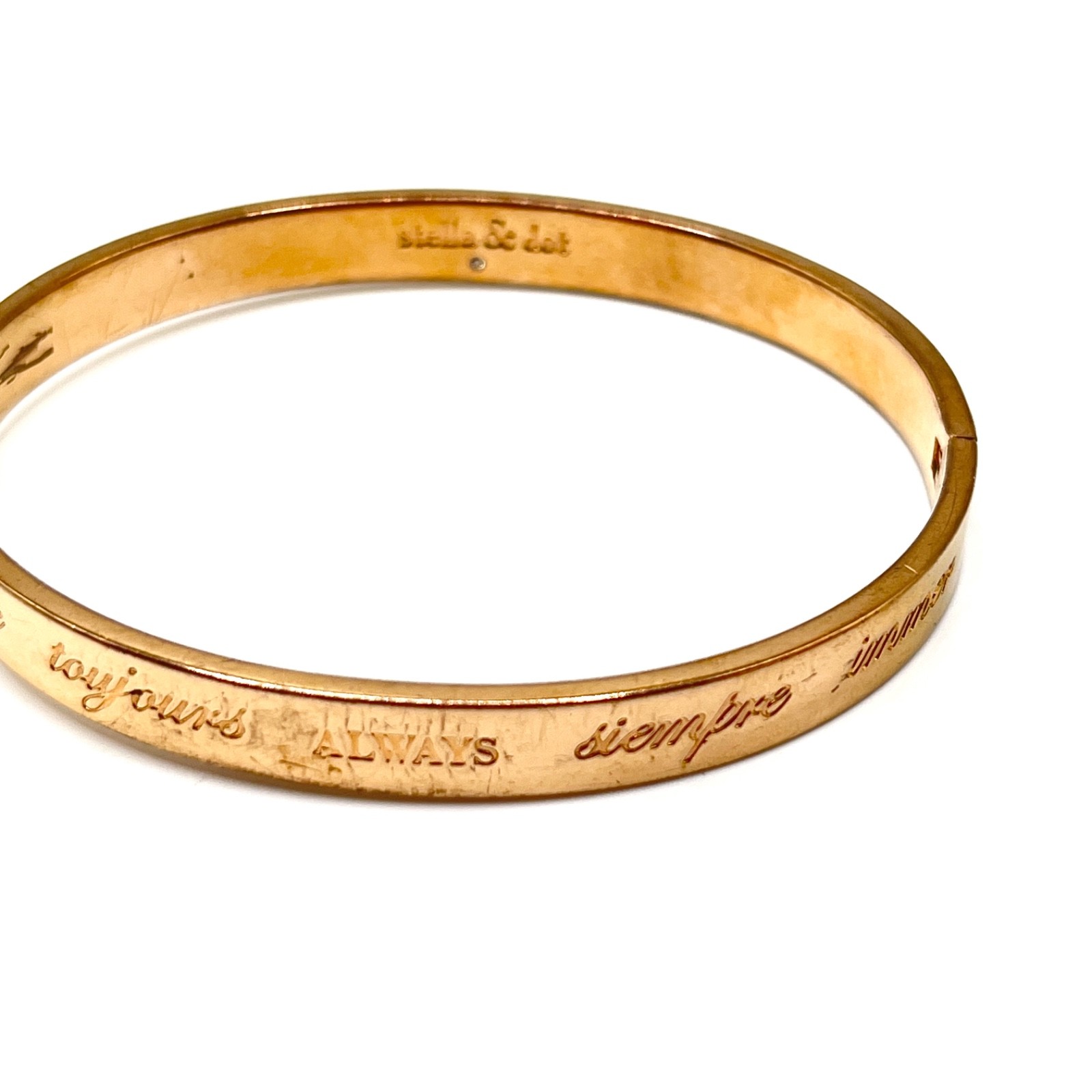 Stella And Dot Hinged Bangle Bracelet Engraved Always Be You Rose Gold Tone