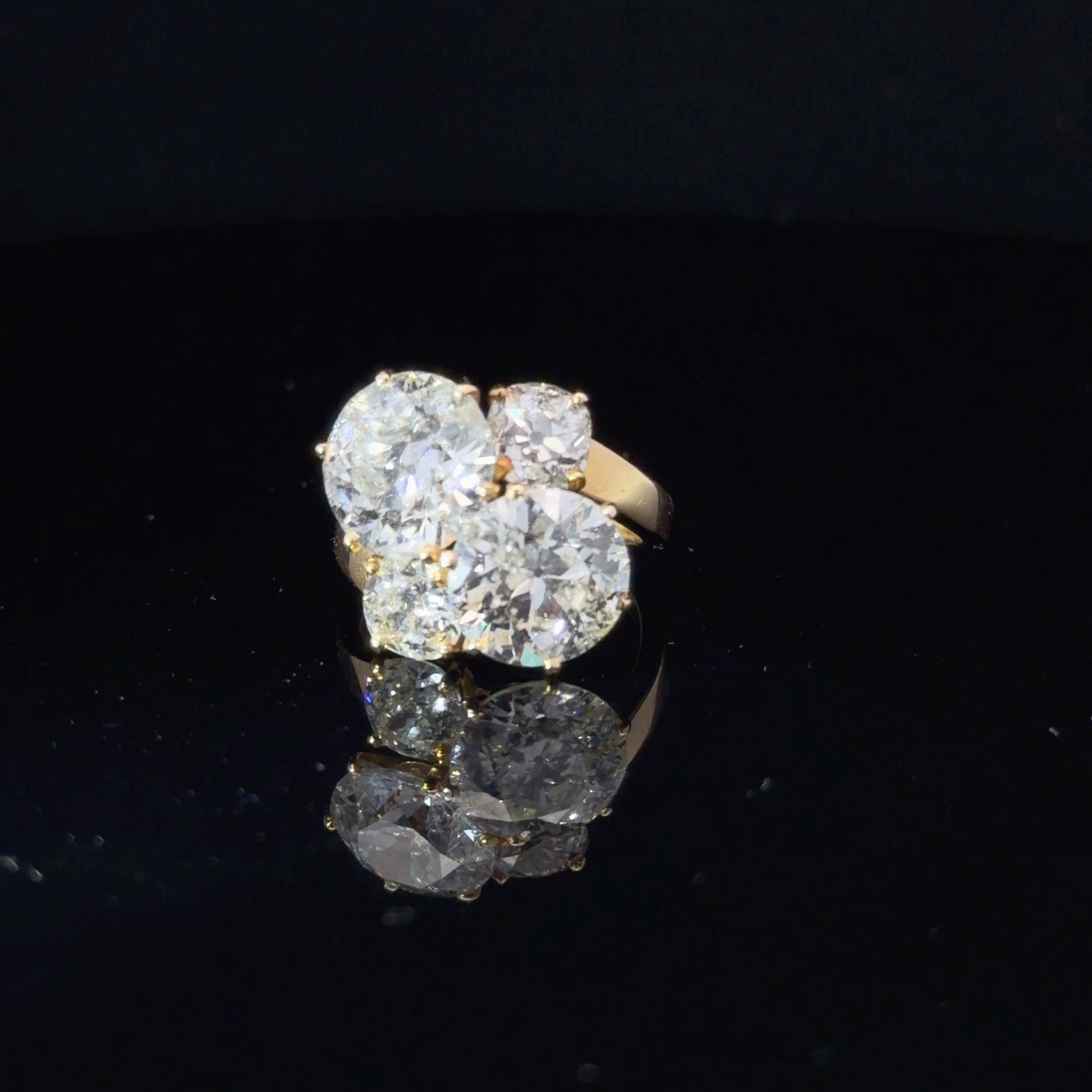 7ct+ Natural Old European Cut Old mine cut Antique Diamond 18k Ring French