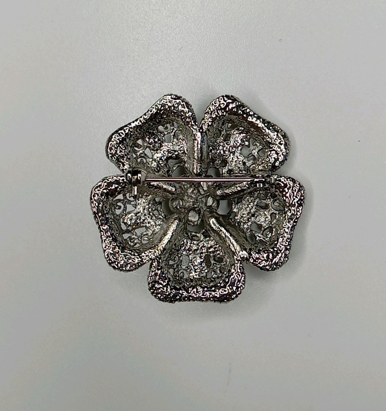 Lime Green And Yellow Rhinestone Flower Pin Brooch