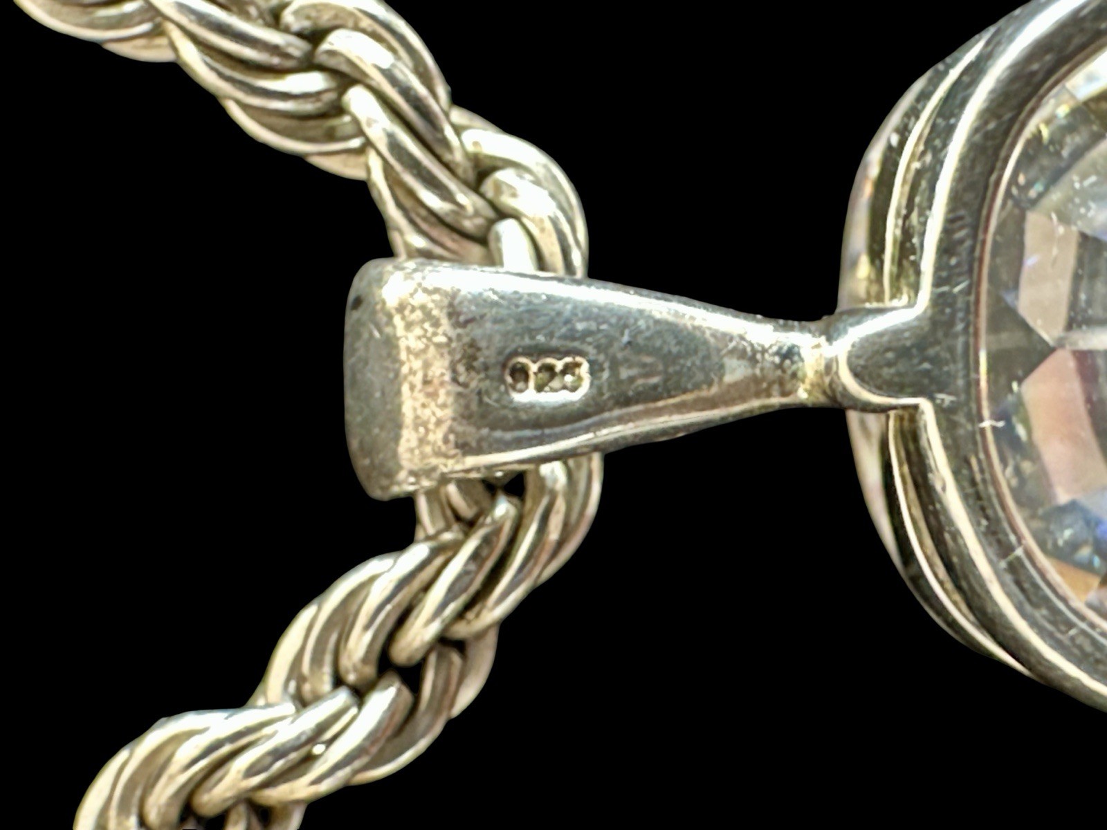 Incredible Vintage Cushion Cut Moissanite Sterling Silver 925 Pendant Necklace