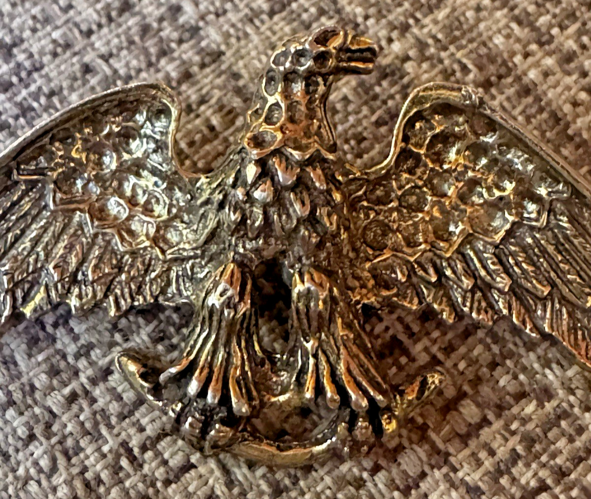 VTG Zentall Spread Wings Eagle Pin Brooch Burnished Brass Look Patriotic Jewelry