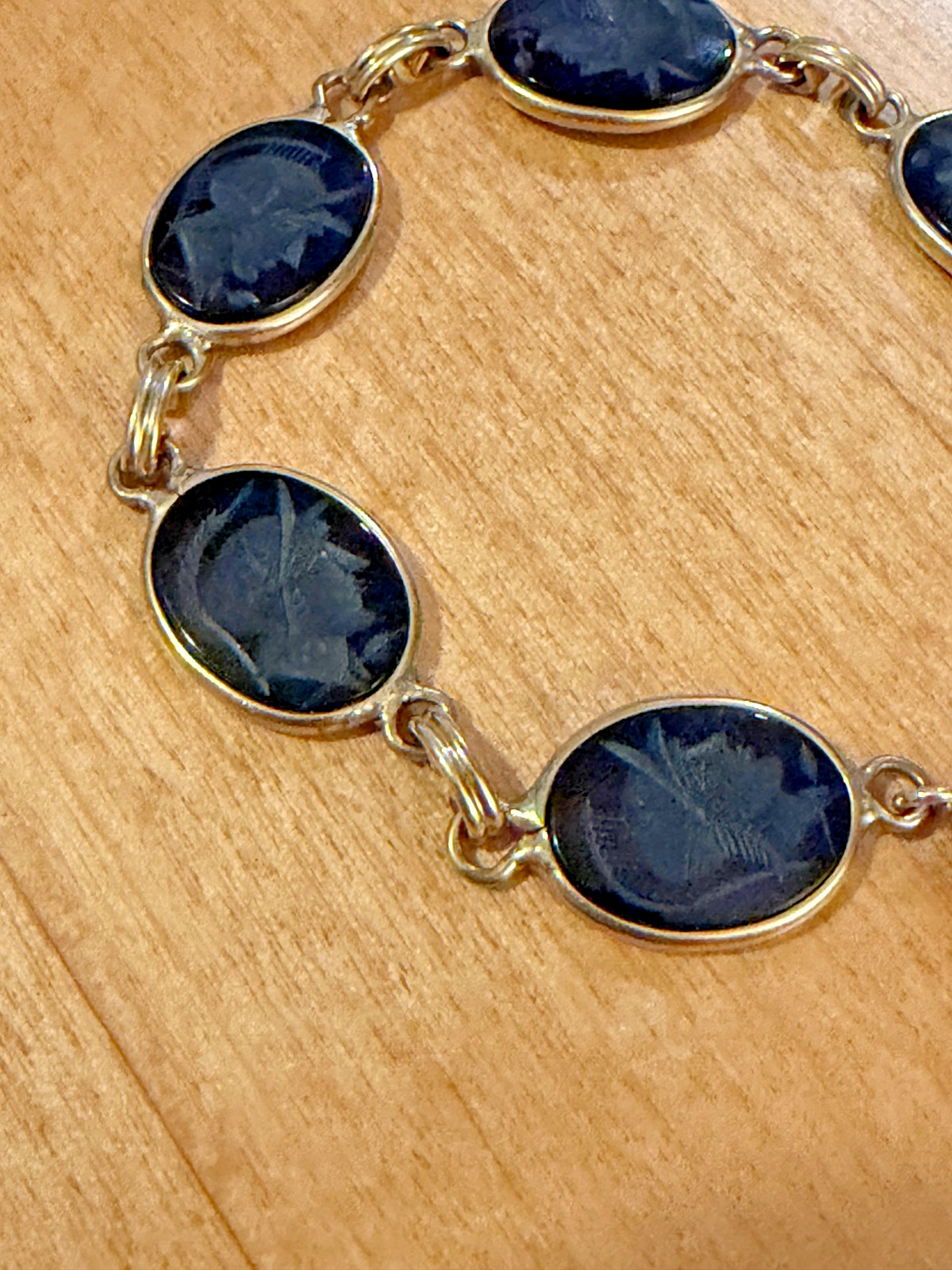 Vintage 1/20 12K Gold Filled Black Intaglio Warrior Cameo Link Bracelet 7.5″