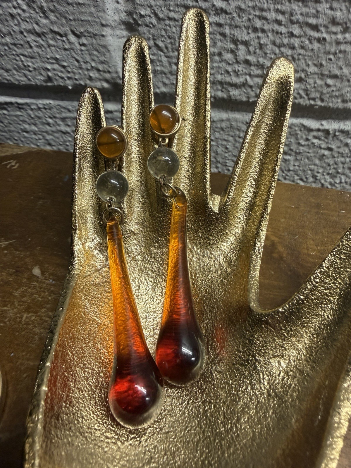 Art Nuevo Pool Of Light Inspired Amber Earrings Screw Back