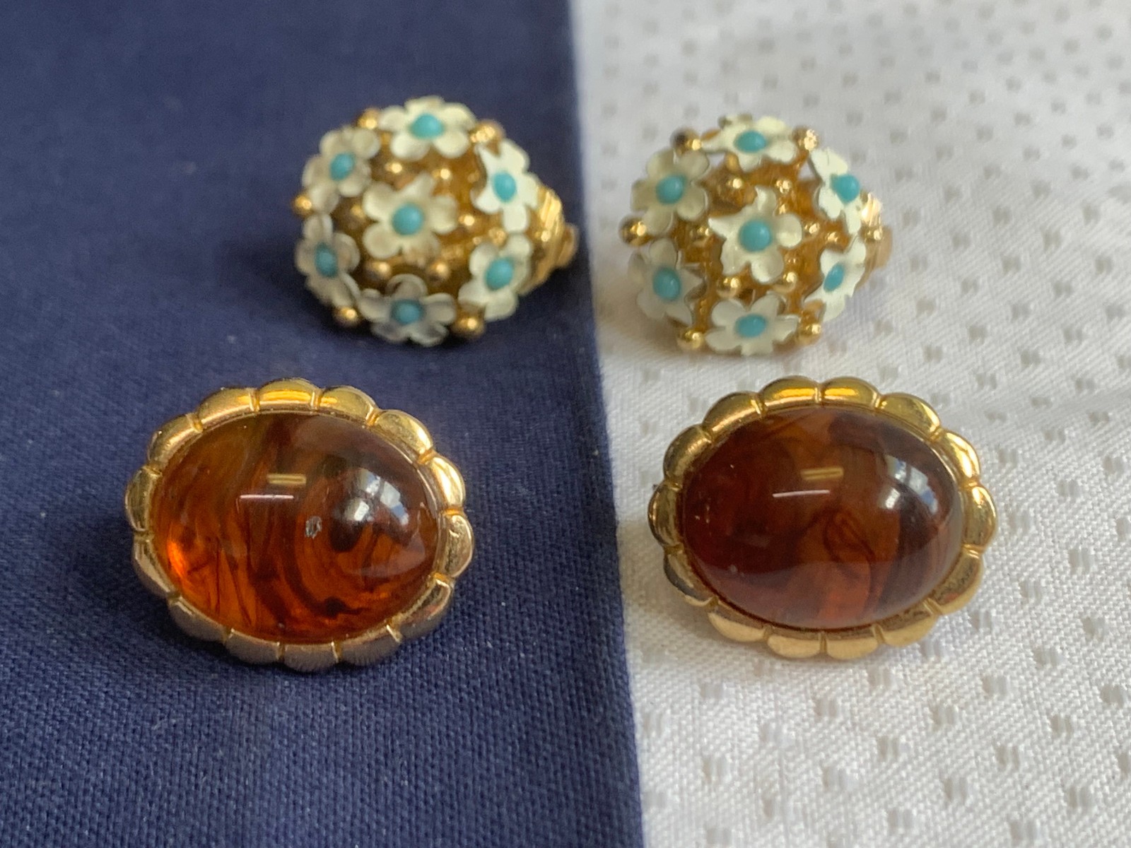 Vtg Clip-On Earring Lot Costume Jewelry Trifari Napier Avon Cloisonne Enamel