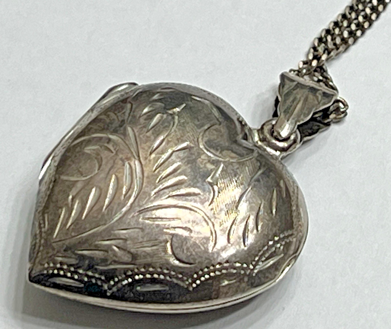 Sterling Silver Heart Necklace Pendant Puffy Locket Chain 925 Vintage Signed US