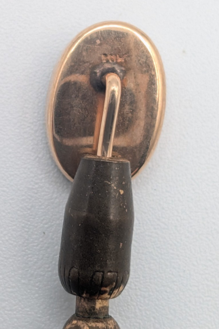Antique 10K Yellow Gold Marcasite Stickpin with HOLD-ON Patent Safety Clutch