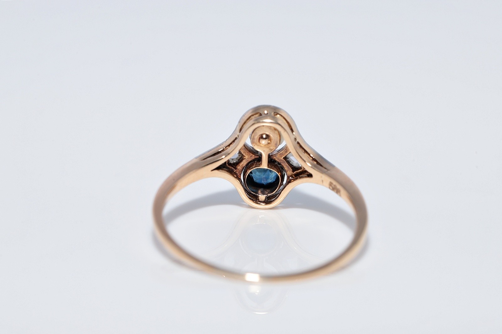 Antique Circa 1920s 14k Gold Natural Rose Cut Diamond And Sapphire Pearl Ring