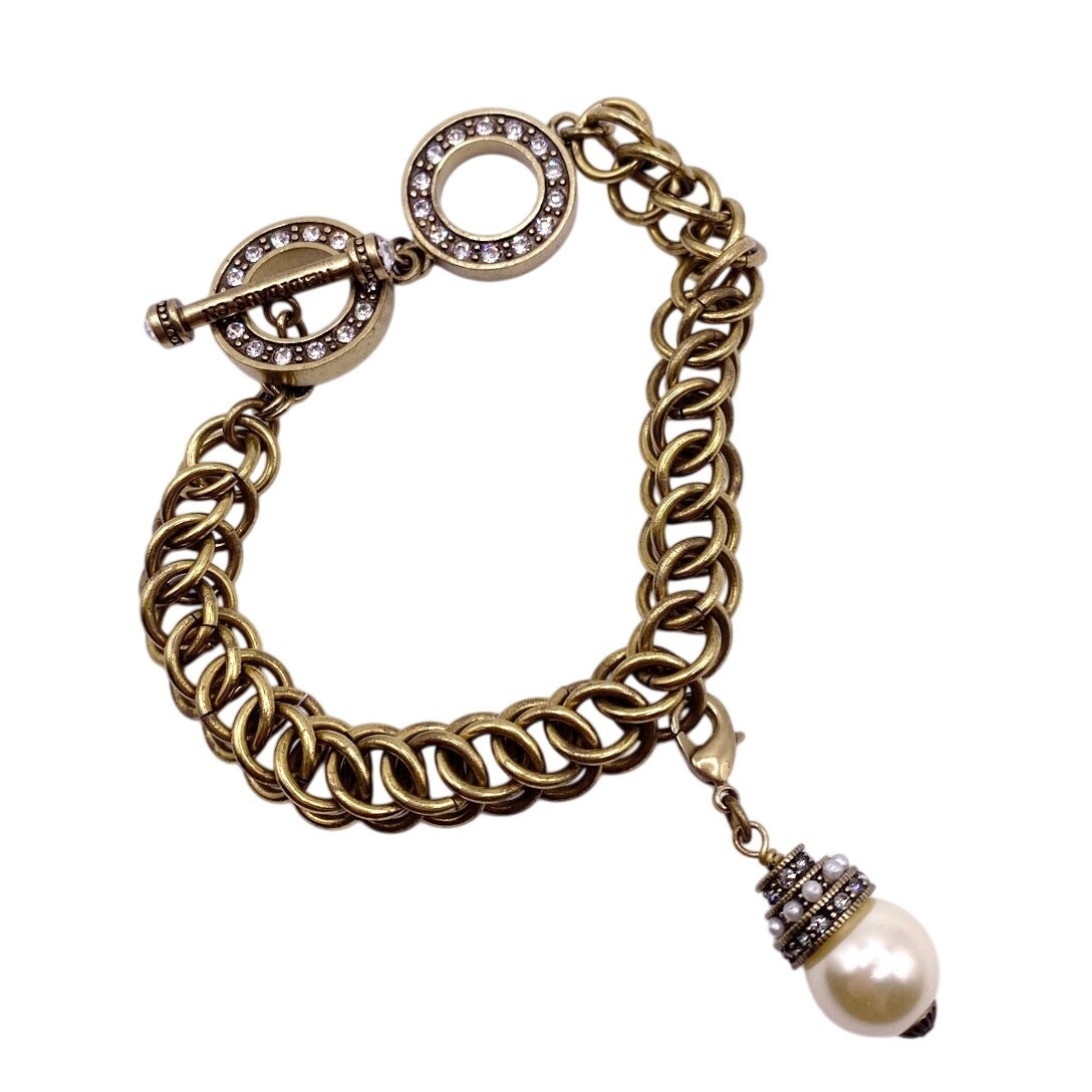 Heidi Daus Pearl Charm Bracelet Toggle Closure