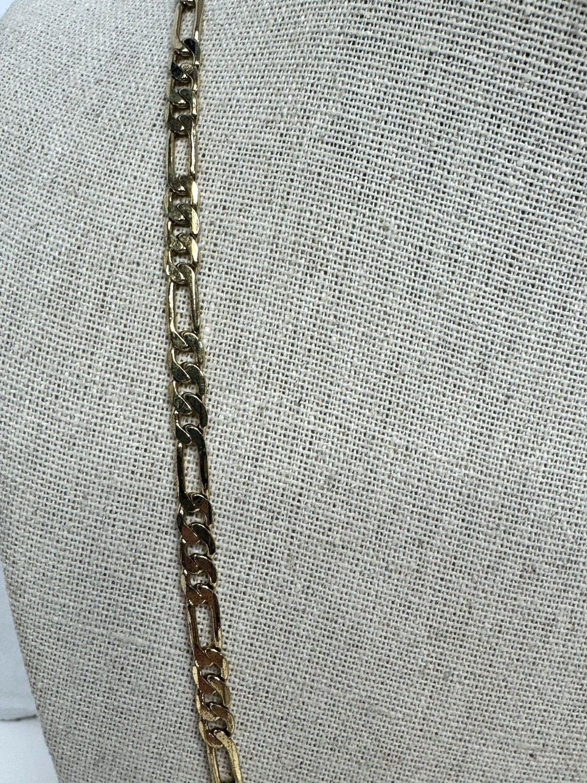 Bright Gold tone Figaro Link Chain Necklace Stamped / Marked JH 23 1/2″L