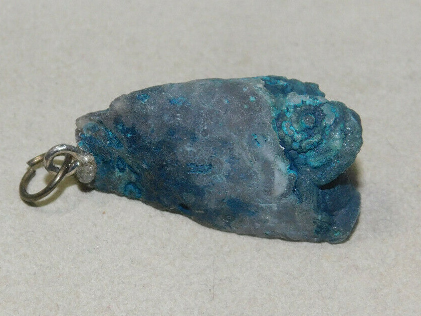 Blue Banded Agate Geode Druzy Quartz stone Pendant 2h 75