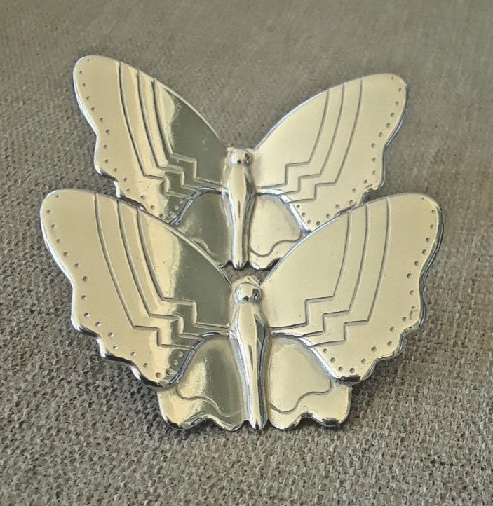 Vintage Sterling Silver Large Butterfly Stud Earrings About 1-3/4″ by 1″