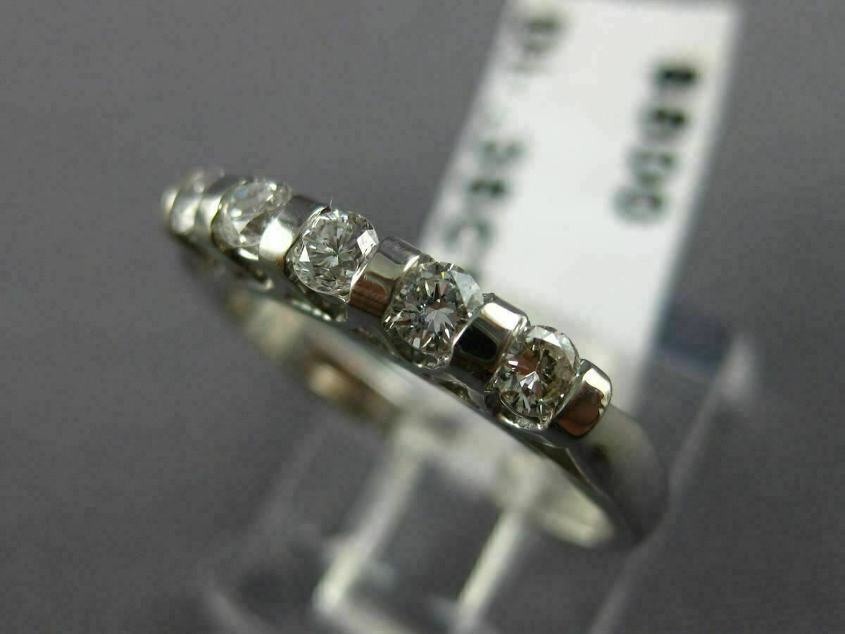 ESTATE 5 DIAMOND 14K WHITE GOLD TENSION SET WEDDING ANNIVERSARY RING 2.5MM 14603