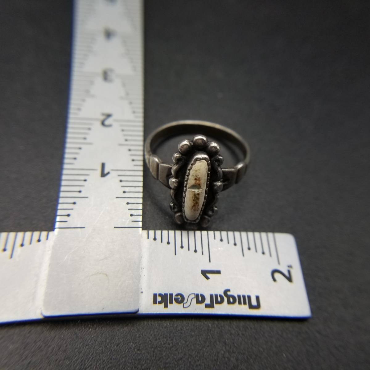 1950s BELL TRADING POST Jasper Flower Motif Sterling Silver Vintage Ring 2g