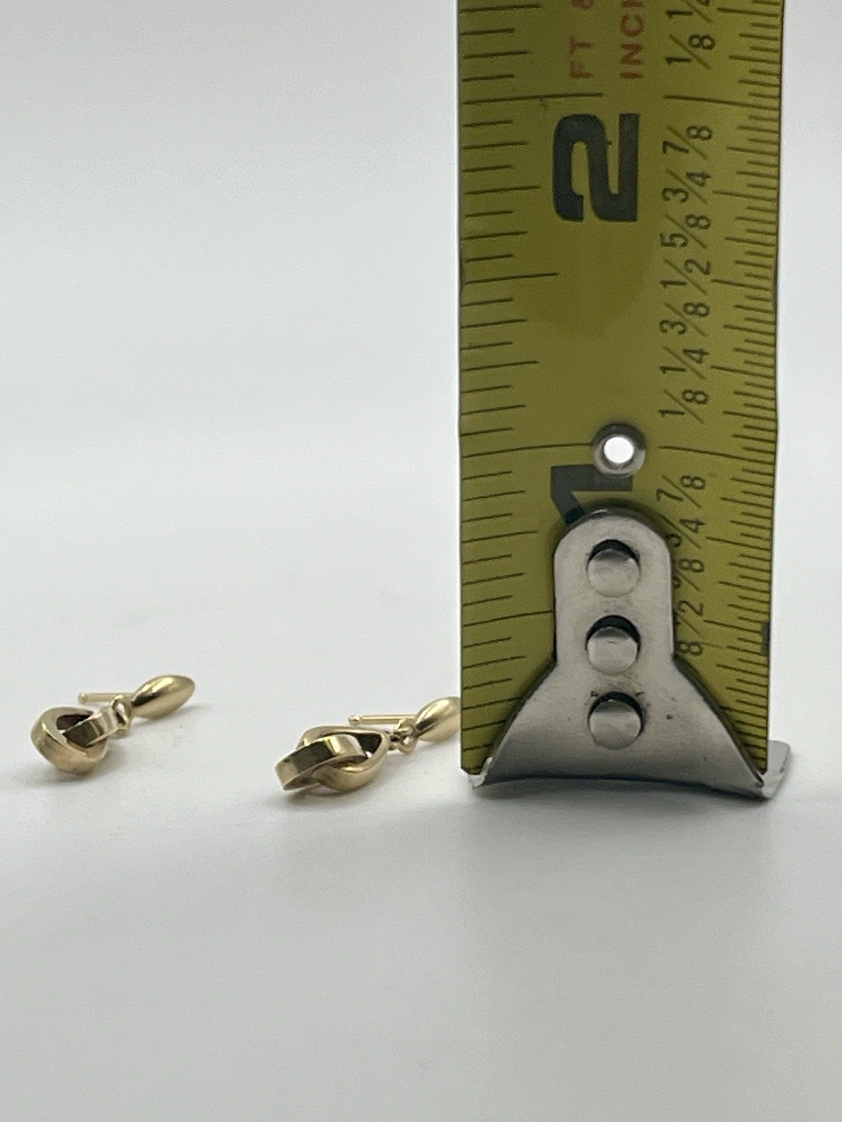 Vintage Gold Tone Double Teardrop Loop Post Dangle Drop Earrings 1” NO BACKS