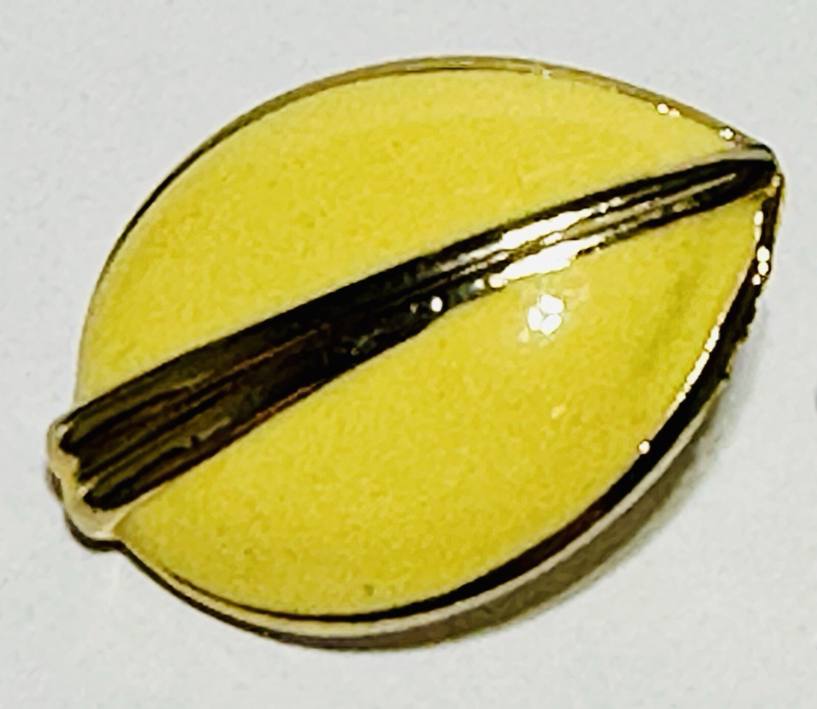 Gold Tone And Yellow Enamel Oval Earrings 1inch.
