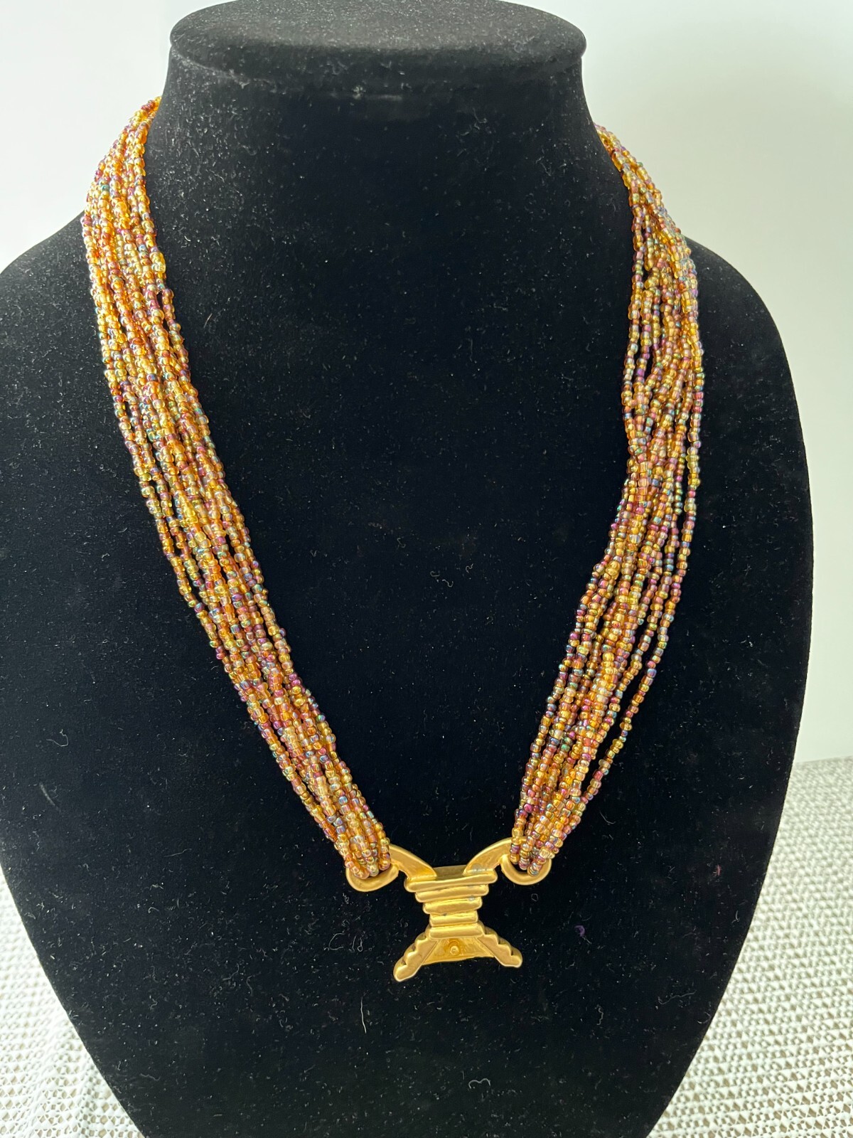 Egyptian Looking Vintage Multi-Sead Bead Necklace Unusual (REDUCED)