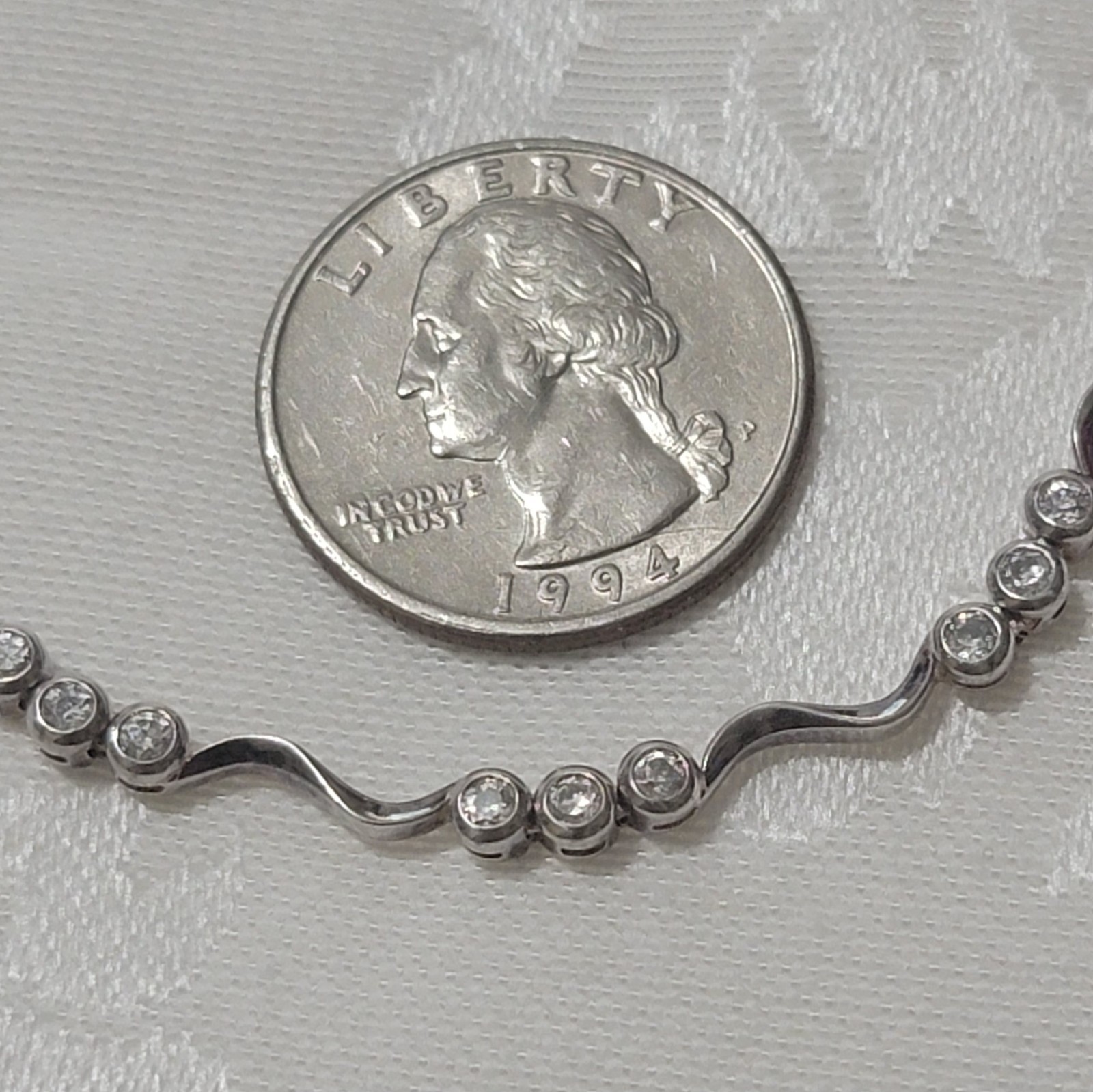 VINTAGE 925 SILVER MAKER MARK DBJ & TINY BRILLIANT CZ STONES 7″ TENNIS BRACELET