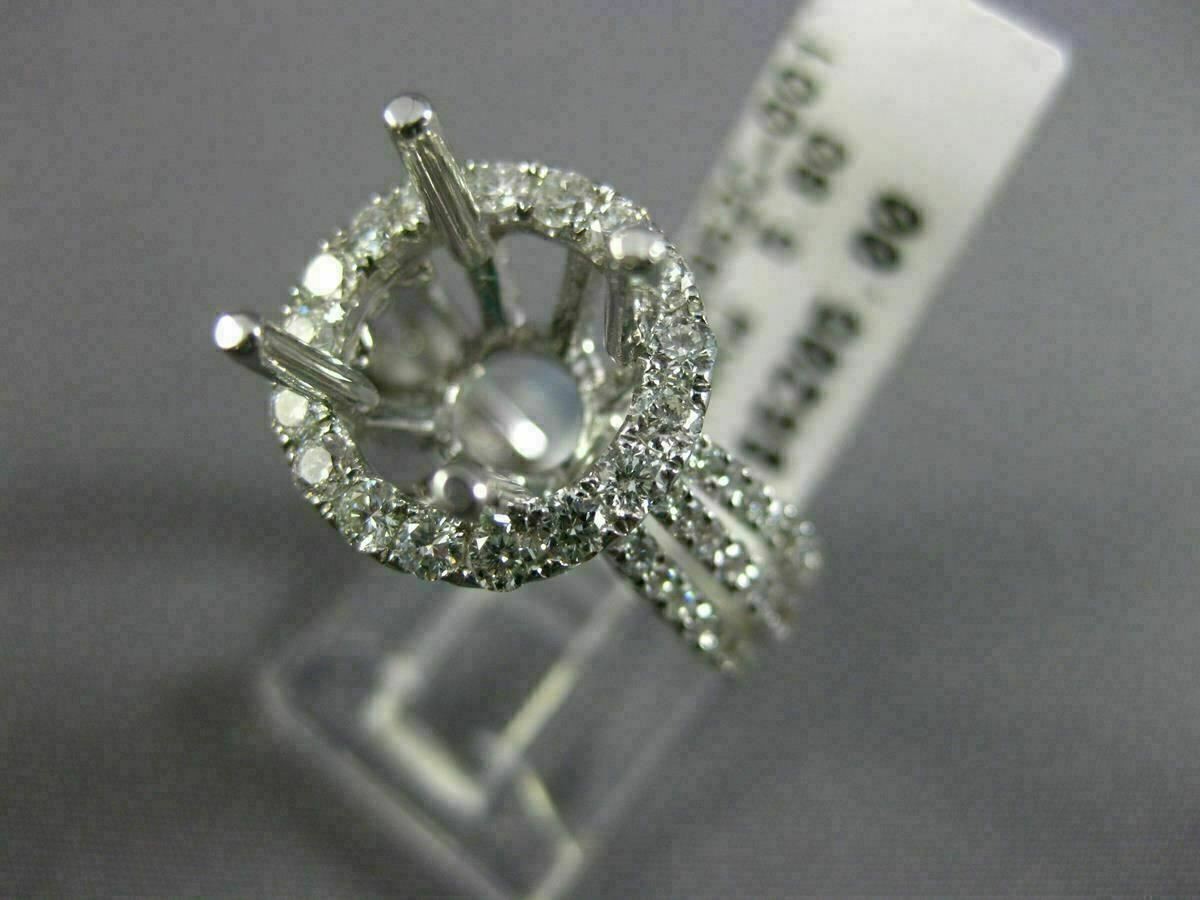 ESTATE LARGE 1.52CT DIAMOND 14KT WHITE GOLD 3D HALO SEMI MOUNT ENGAGEMENT RING