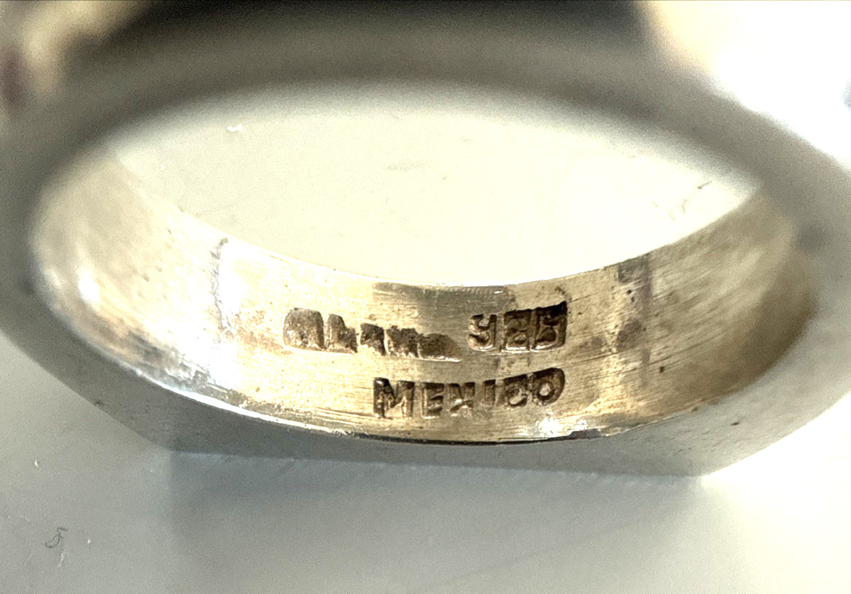 VTG Sterling Silver .925 Made in Mexico Square Top ring, 11.5 grams, size 7.5