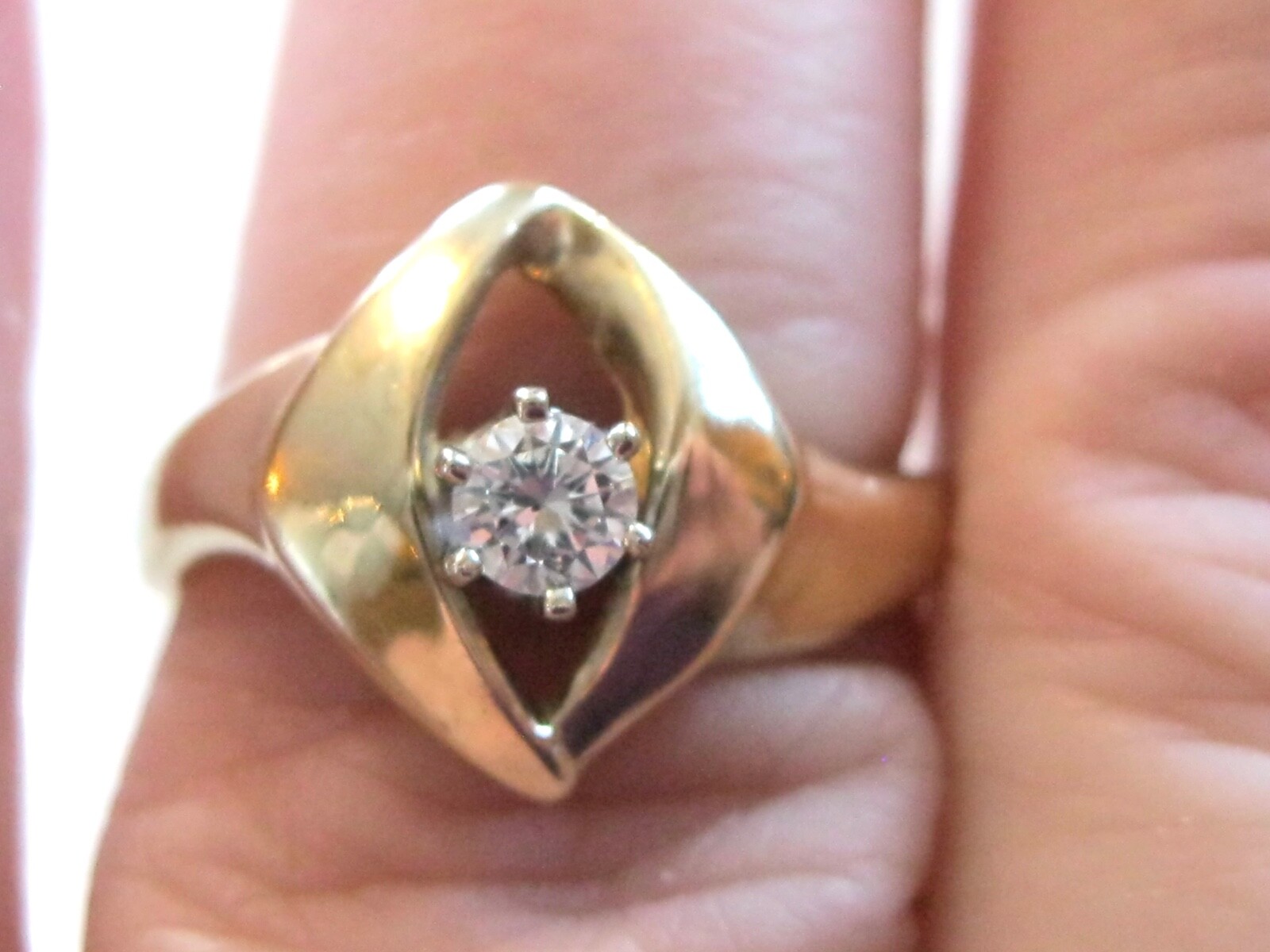 VINTAGE MOD RETRO DIAMOND ENGAGEMENT PROMISE EVERY DAY RING 14K YELLOW GOLD RING