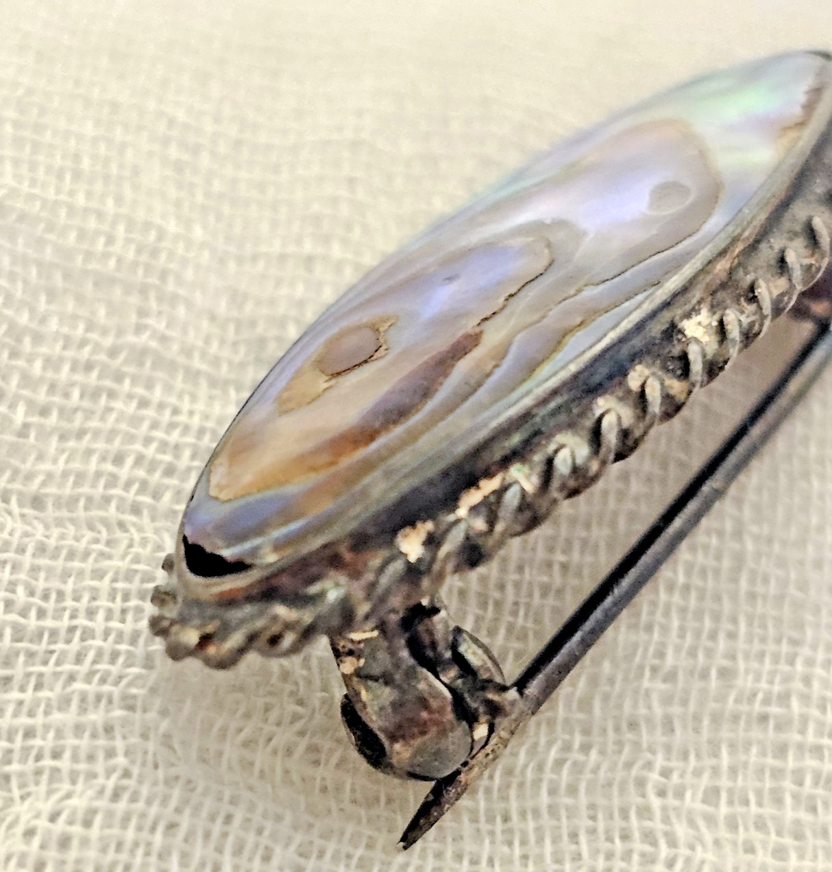 VTG Ariki Ataahua Sterling Silver Paua Abalone Brooch New Zealand Bee Symbol