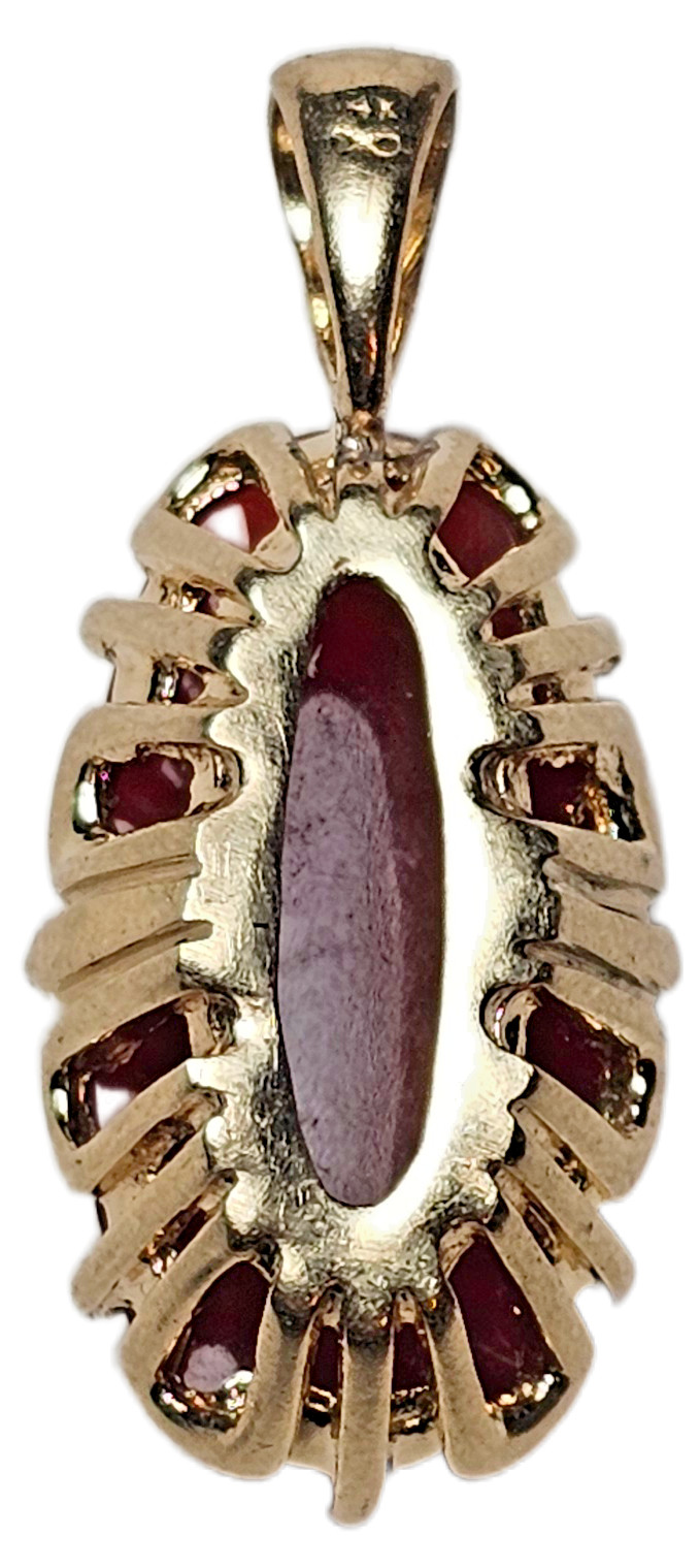 ESTATE 14K YELLOW GOLD RED AGATE CAMEO PENDANT-585-FREE USA SHIPPING
