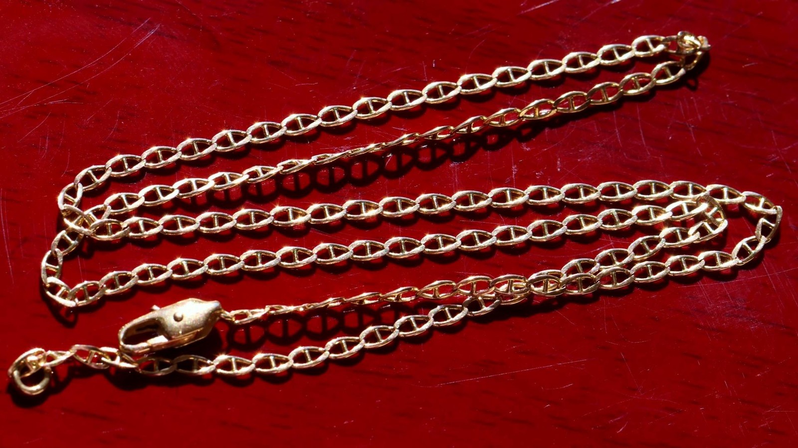 14k yellow gold necklace 18.75″ anchor / mariner link chain vintage 4.25gr N3642
