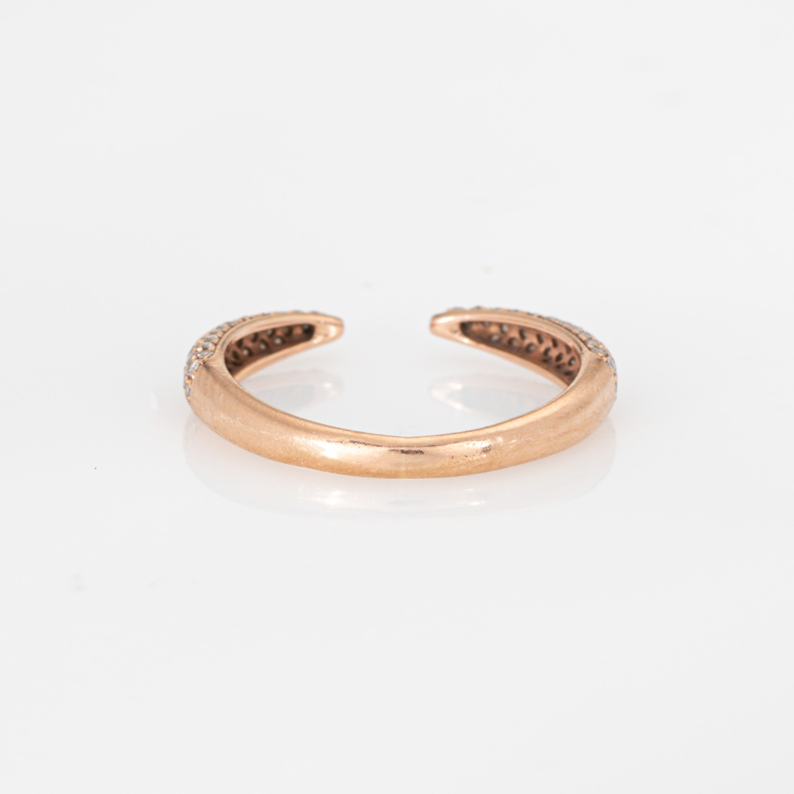 Diamond Claw Ring Sz 5.75 Open Pave Band 14k Rose Gold Estate Fine Jewelry
