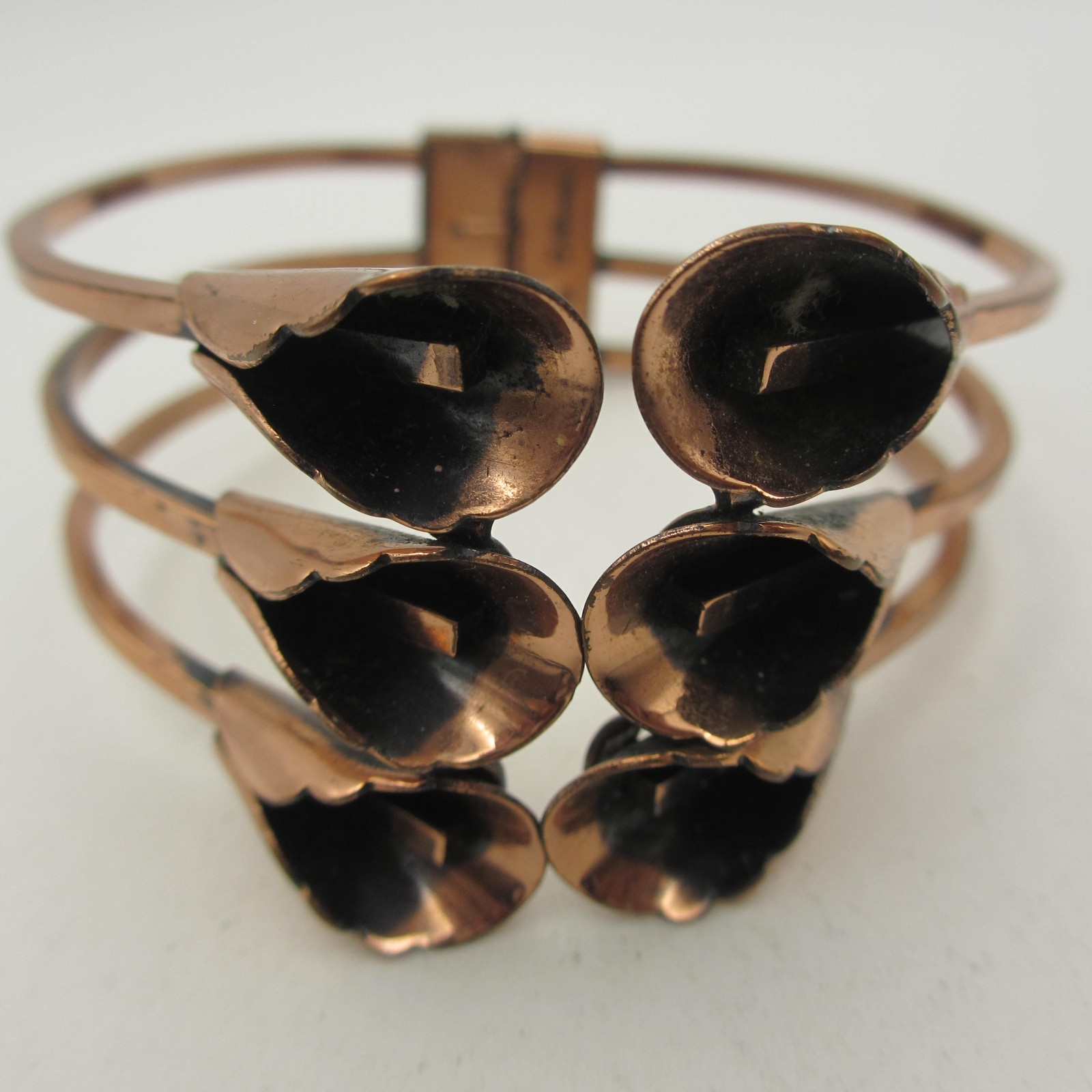 Vintage Renoir Bracelet Copper Calla Lilly Hinged Cuff