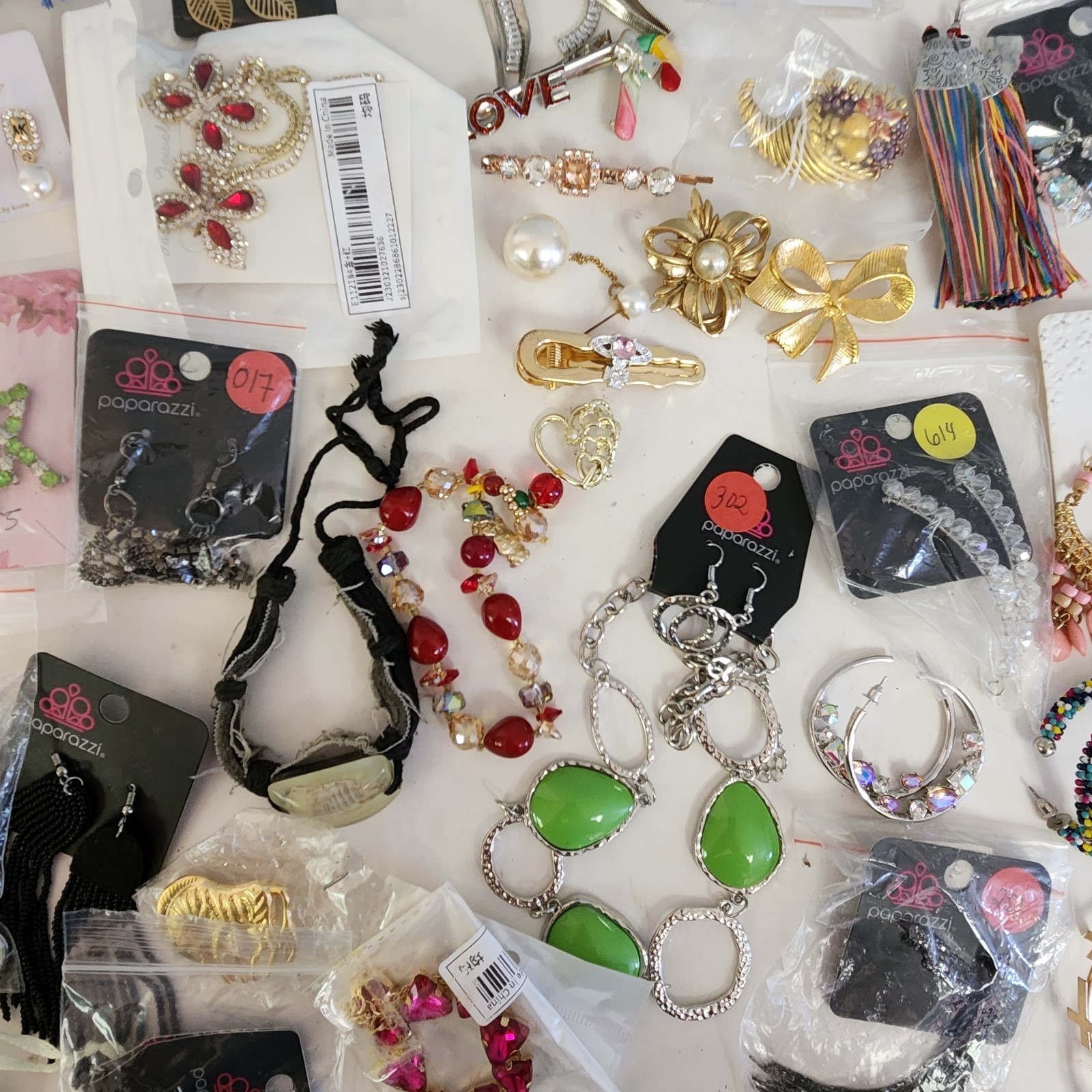 Lot (A) Of New & Used Costume Jewelry Modern Earrings Pins Necklaces Reseller