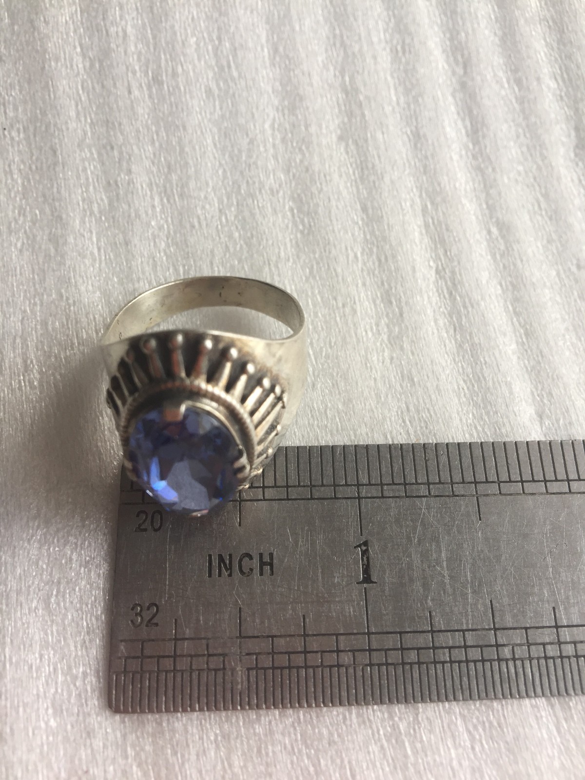 Rings Russian Soviet Silver 875 star Topaz (laborat glass) Kostroma vintage USSR