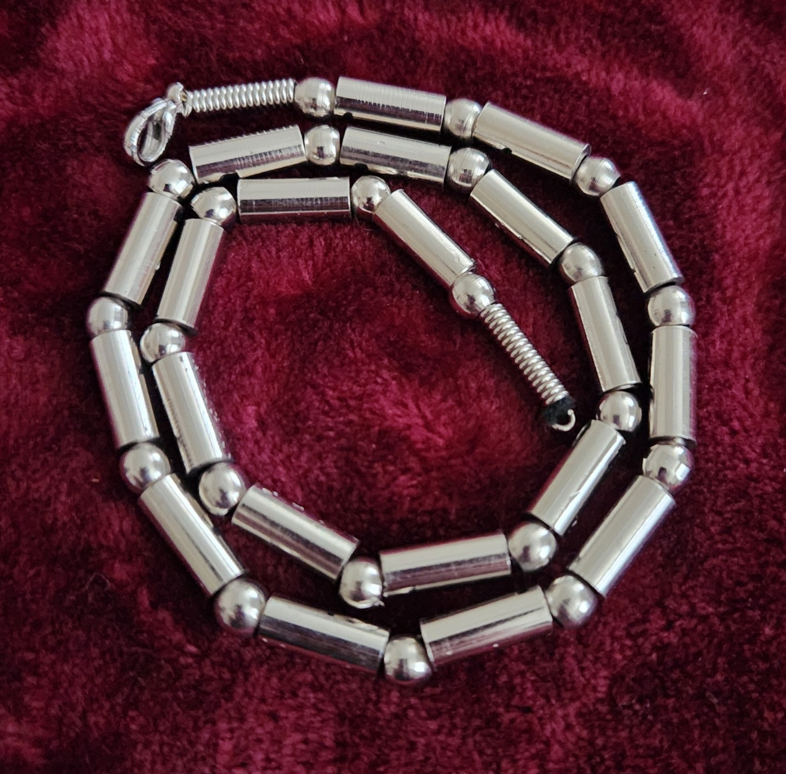 Vintage 90s Hot Topic Silver Tone Bar and Ball Beaded Necklace