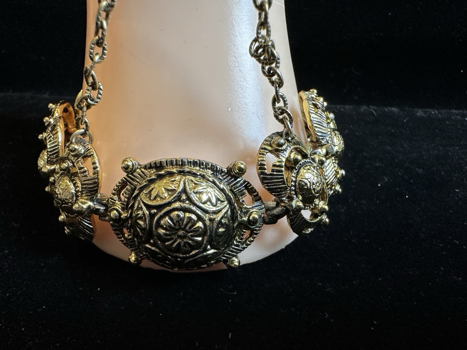Vintage ethnic India Ring Bracelet combo appears to be heavy made gold plated