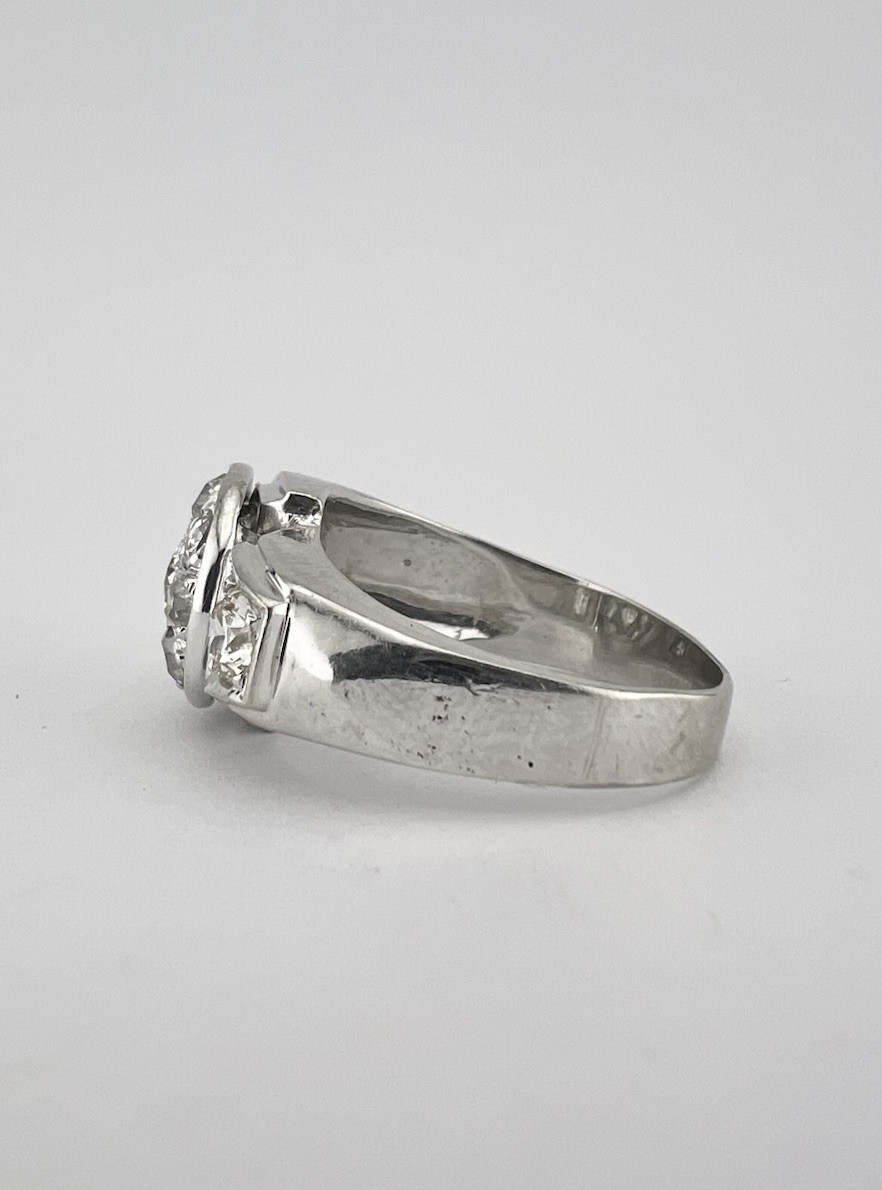 Antique Art Deco Retro 14k White Gold Old European Cut Diamond Ring