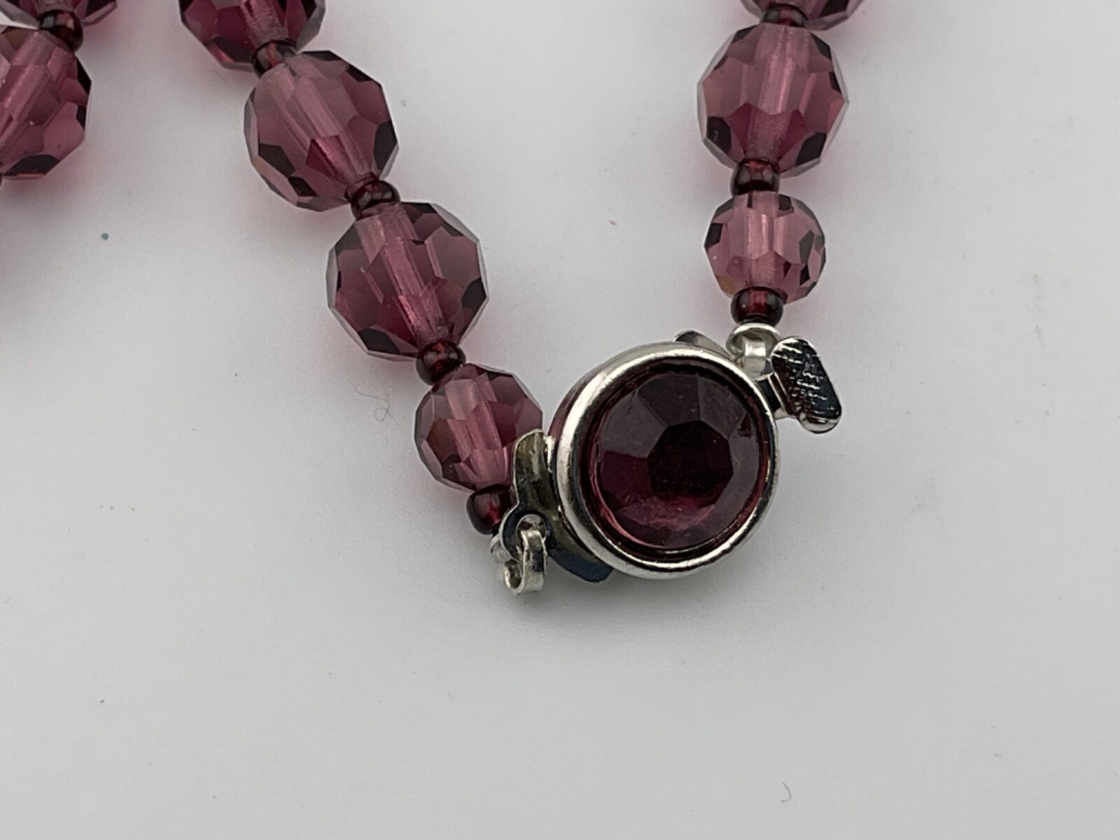 amethyst color czech glass bead necklace vintage