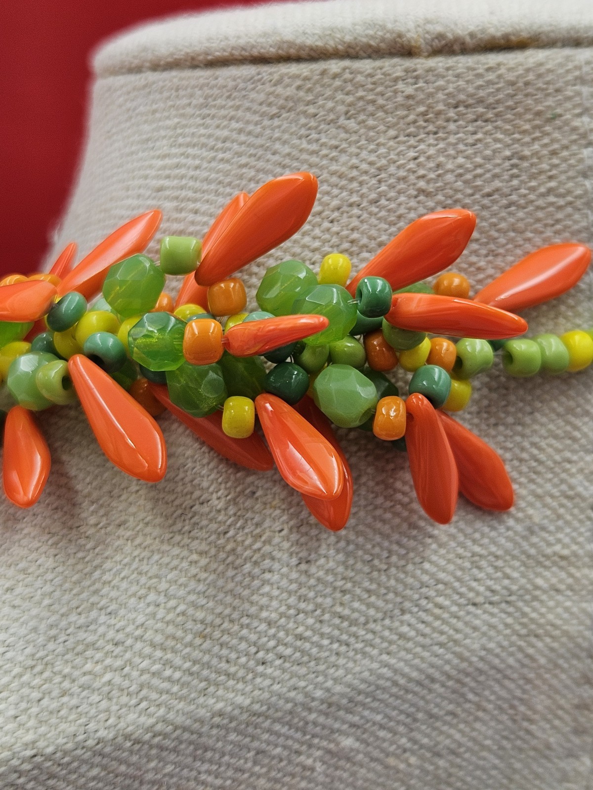 Vintage Colorful Glass Beaded Tutti Frutti Necklace Corn Carrots Peas