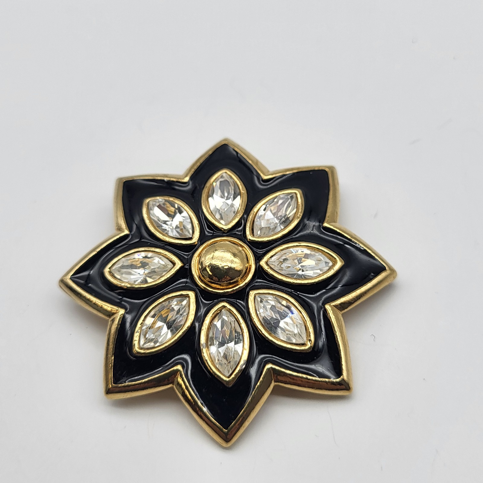 Beautiful bold rhinestone enamel flower burst brooch pin elegant formal Mother